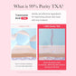 Illustration comparing 99% Pure TXA vs Basic TXA, highlighting better absorption and improved tone with Medicube formula