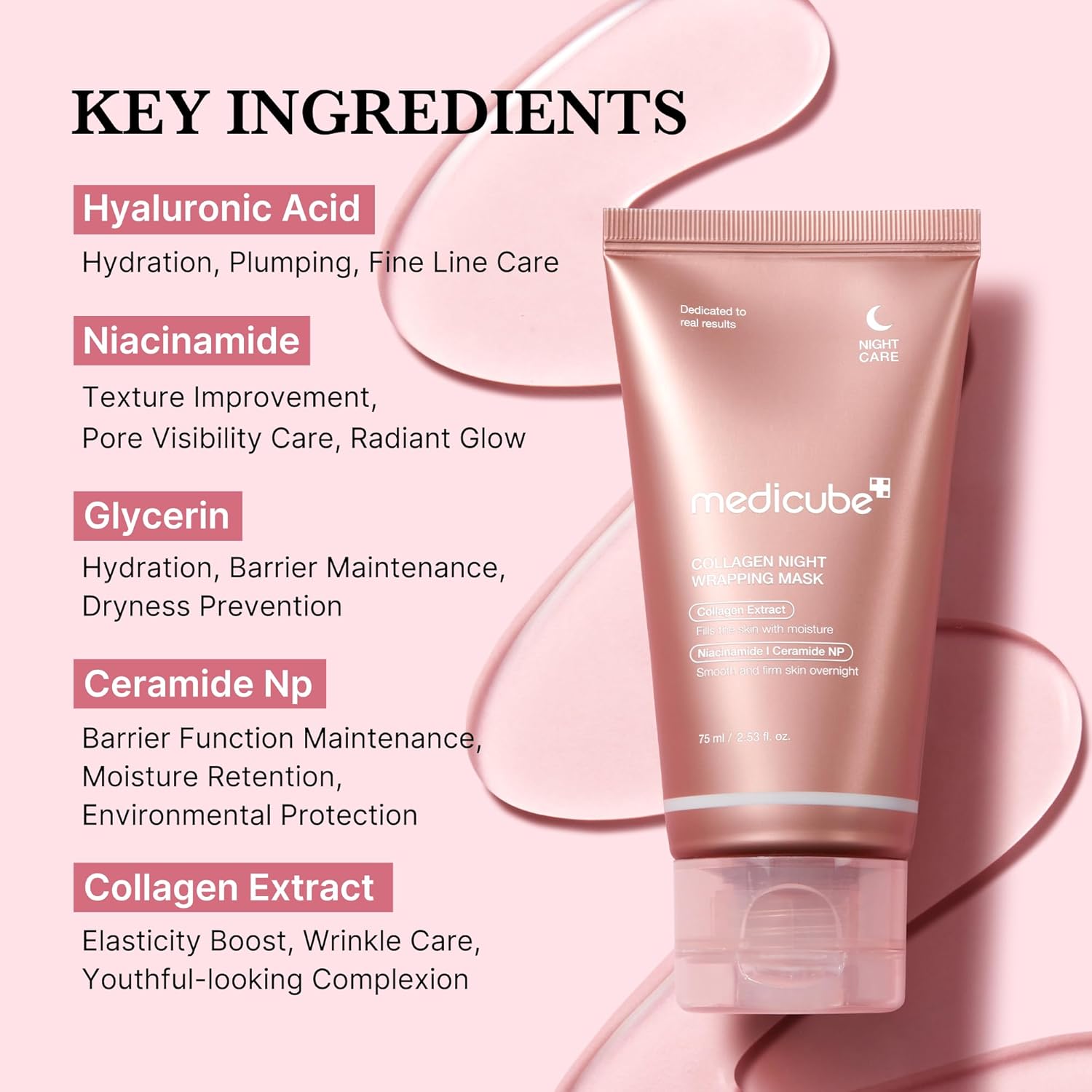 medicube Collagen Overnight Wrapping Peel Off Facial Mask Pack - Elasticity & Hydration Care, Reduces Sagging & Dullness - Hydrolyzed Collagen For Glowing Skin medicube Skincare medicube