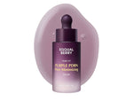 Equal Berry Purple PDRN Pore Minimizing Serum bottle with a glossy purple serum texture in the background