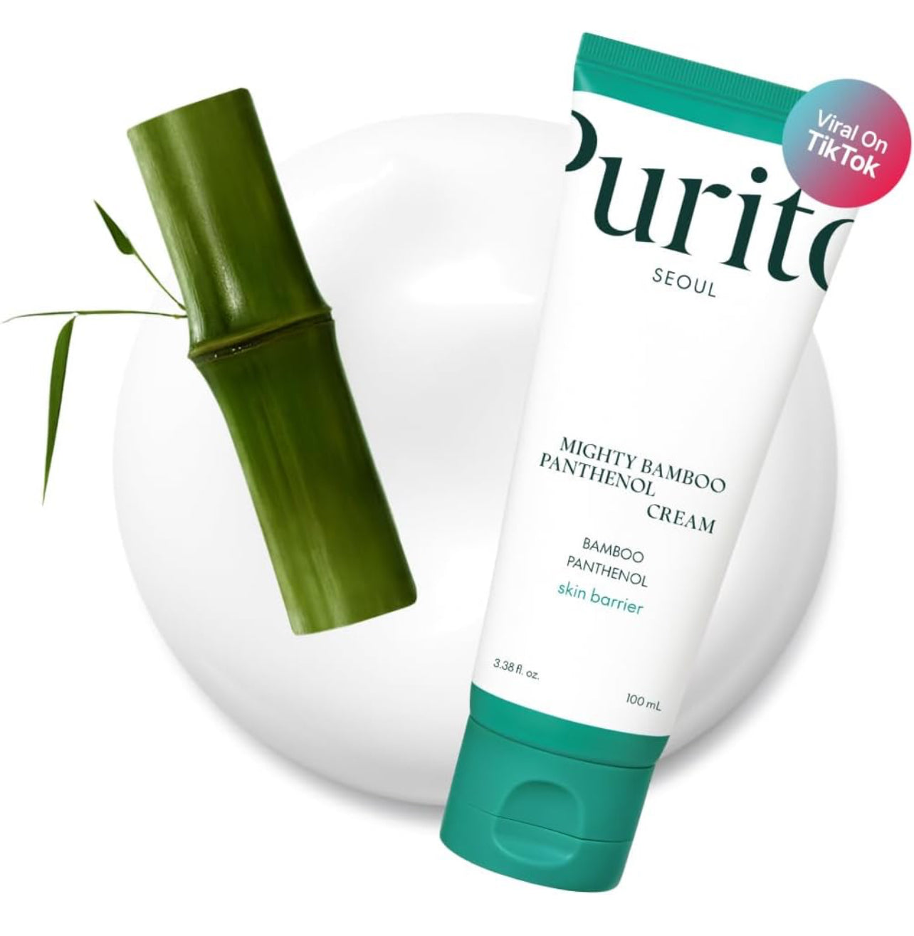 Purito Mighty Bamboo Panthenol Cream tube with bamboo stem – TikTok viral moisturizing cream