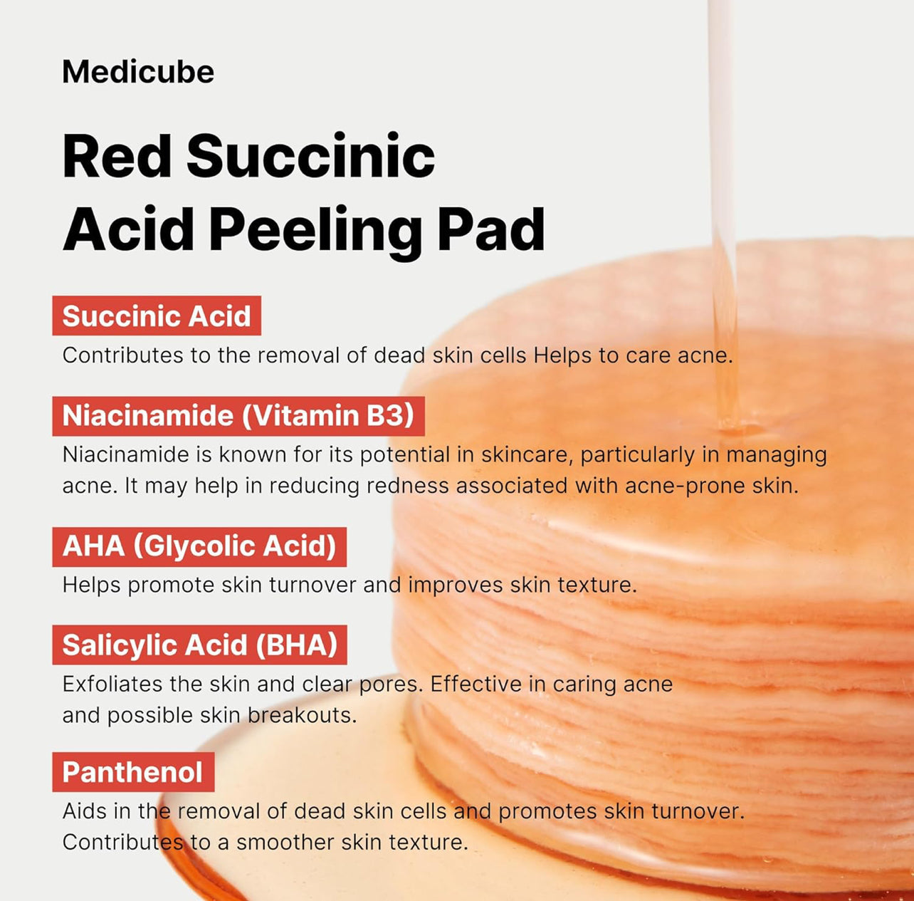 Medicube Red Succinic Acid Panthenol Facial Peeling Pads medicube Skincare medicube